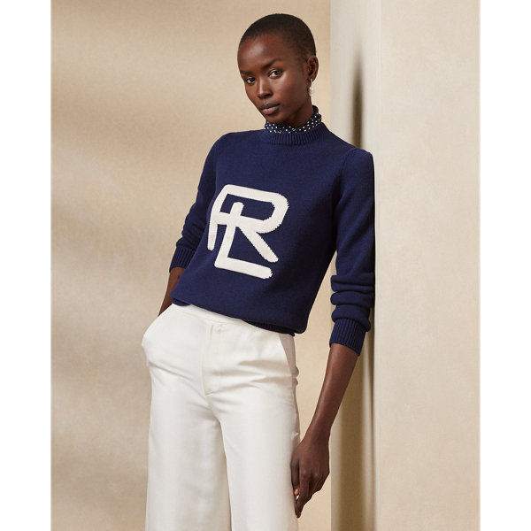 Intarsia-Knit RL Merino-Silk Jumper