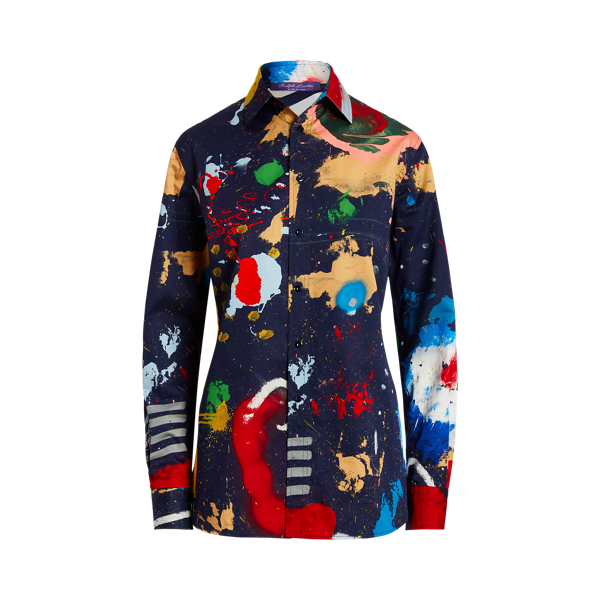 Adrien Print Cotton Satin Shirt