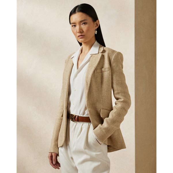 Camel tweed blazer sales