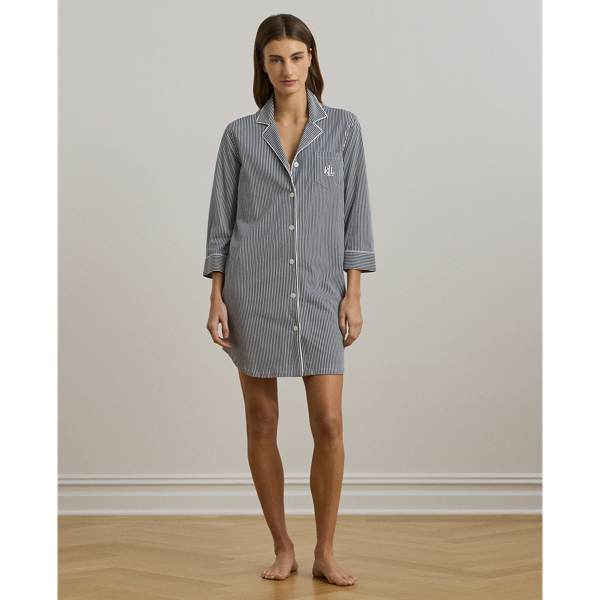 Chemise de nuit rayée en jersey de coton