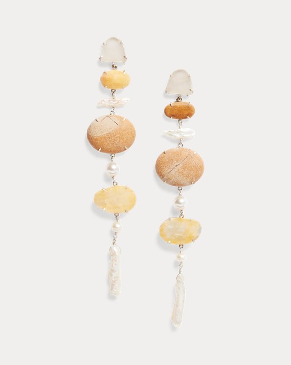 Seaglass &amp; Beach Stone 6-Drop Earrings