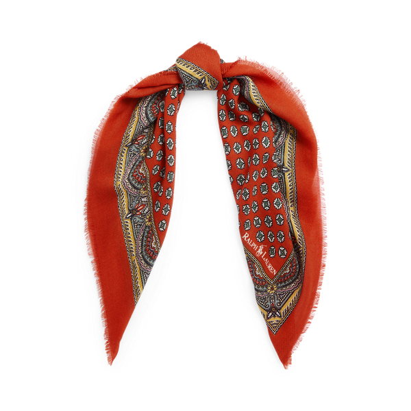 Foulard-Motif Wool-Cashmere Scarf