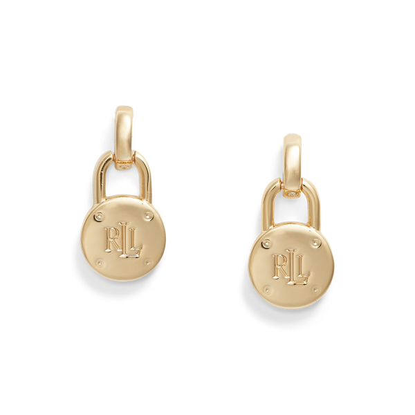 Gold-Tone Logo Padlock Earrings