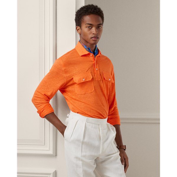 Custom Slim Fit Linen Jersey Polo Shirt