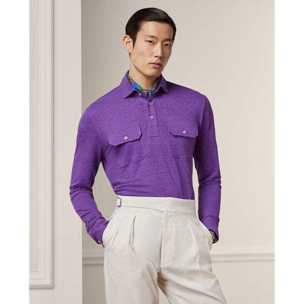 Custom Slim Fit Linen Jersey Polo Shirt