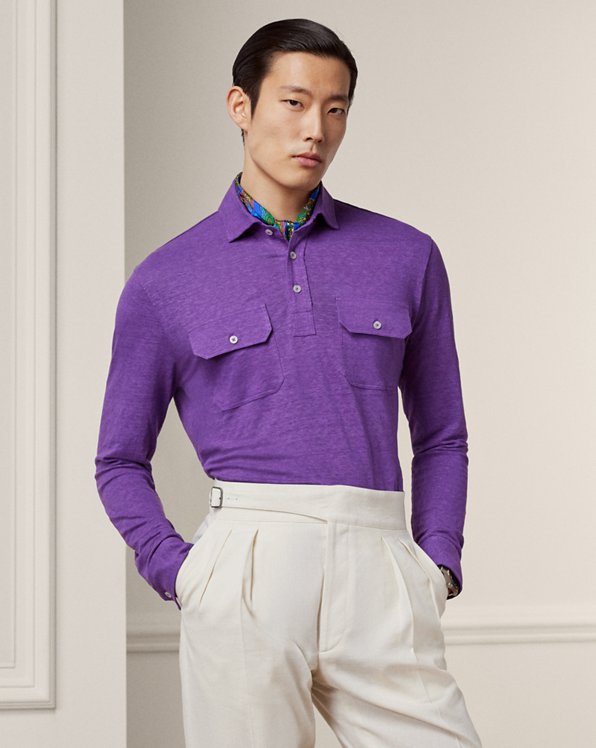 Custom Slim Fit Linen Jersey Polo Shirt