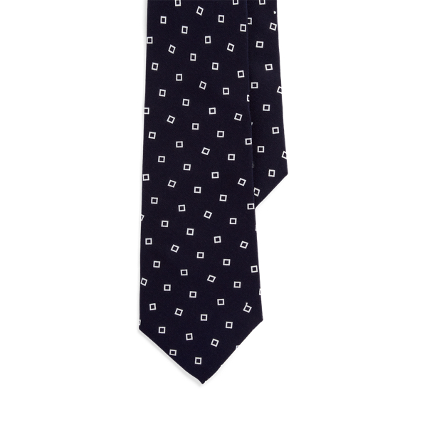 Square-Print Silk Crepe Tie