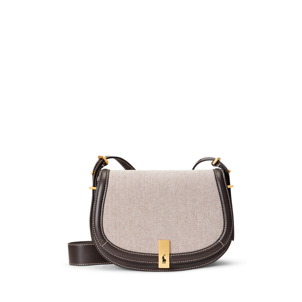 Polo ID Leather-Trim Canvas Saddle Bag
