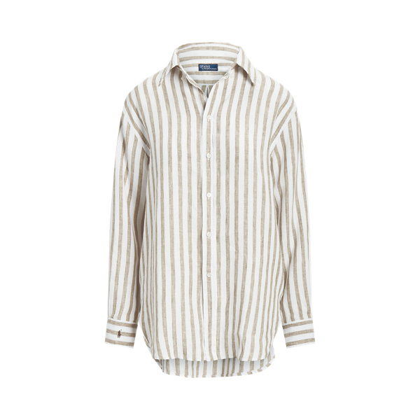 Ralph Lauren Women's Striped Tie Front Linen Shirt Red Size Medium main image 0