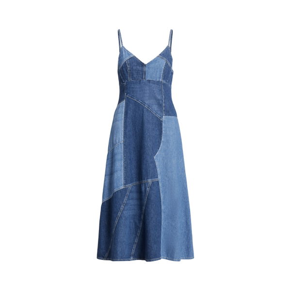 Robe Jean Patchwork Manches Longues