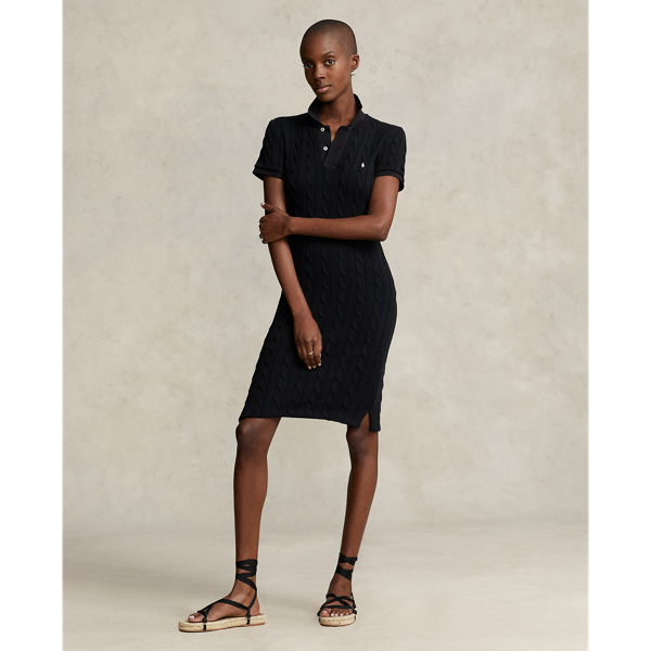 Skinny Fit Cable Cotton Polo Dress