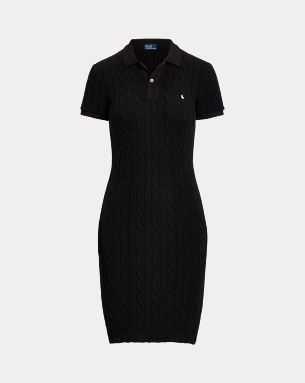 Skinny Fit Cable Cotton Polo Dress
