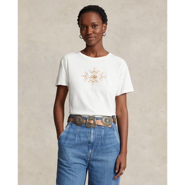 Embroidered Logo Jersey Crewneck Tee