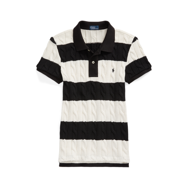 Slim Fit Cable-Knit Polo Shirt