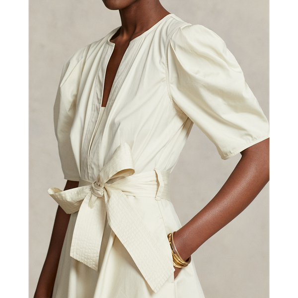 Cotton Poplin Ruched Handkerchief Dress
