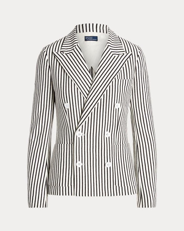 Striped Knit Double-Breasted Blazer