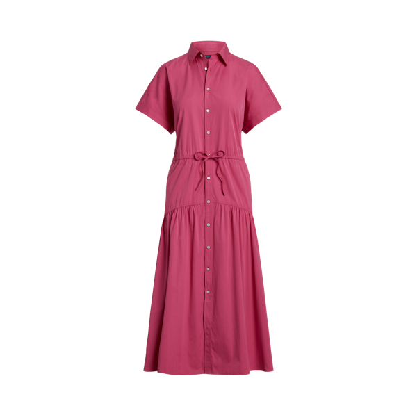 Drawstring Cotton Shirtdress