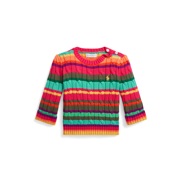 Striped Cable-Knit Cotton Jumper Baby Girl 1