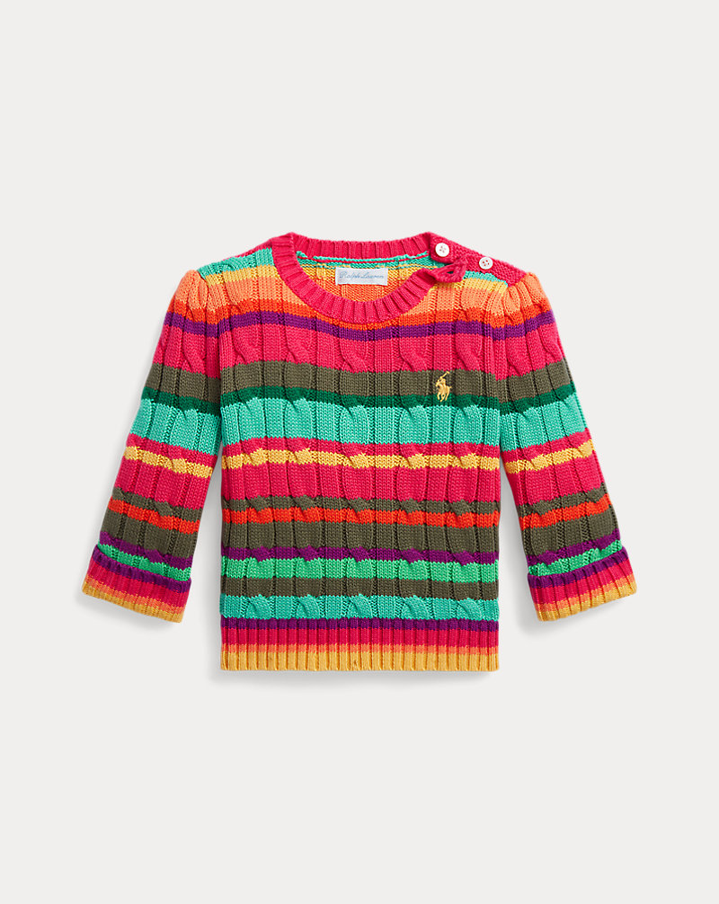 Striped Cable-Knit Cotton Jumper Baby Girl 1