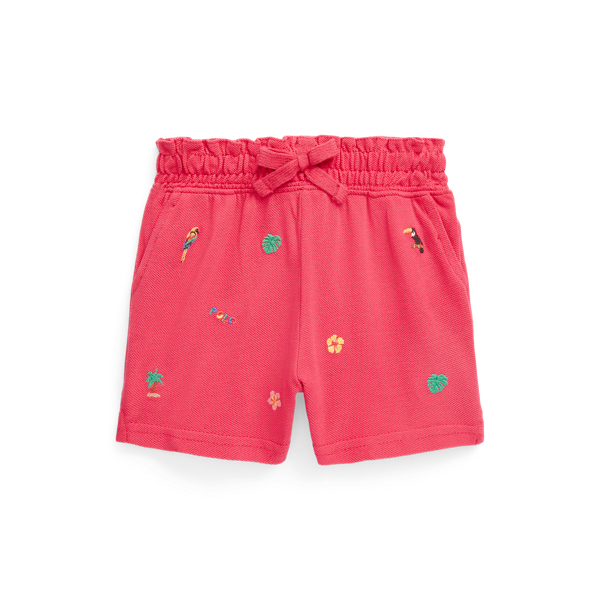 Tropical-Embroidery Mesh Short