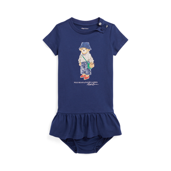 Polo Bear Jersey T-Shirt Dress &amp; Bloomer Baby Girl 1