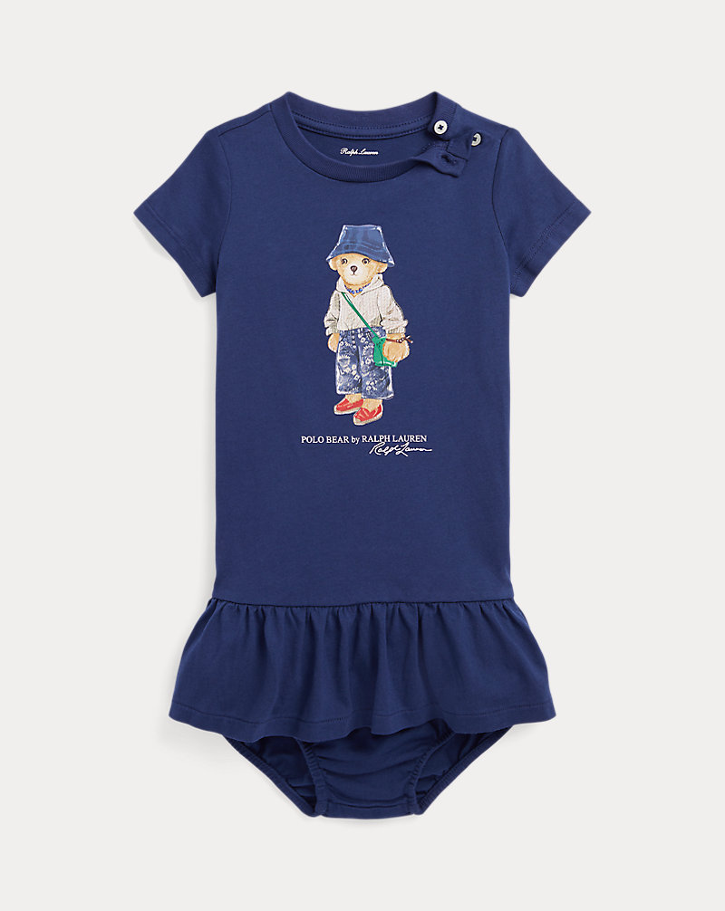 Polo Bear Jersey T-Shirt Dress &amp; Bloomer Baby Girl 1