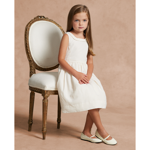 Pleated-Trim Faille Dress Girls 2-6x 1