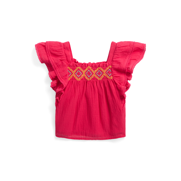 Ruffled Cotton Gauze Top
