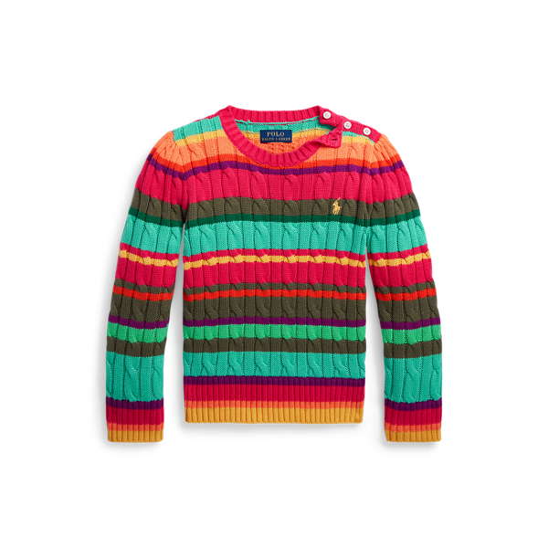 Striped Cable Knit Cotton Jumper for Girls Ralph Lauren CO