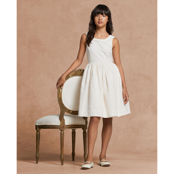 Pleated-Trim Faille Dress