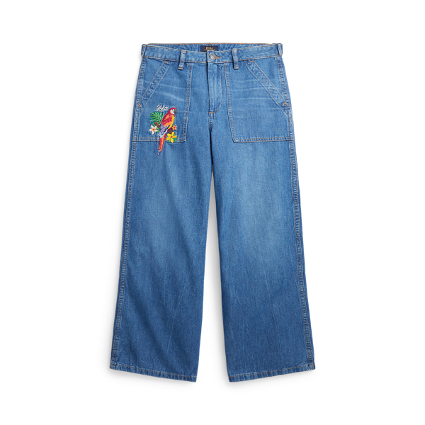 Tropical Embroidery Wide Leg Jean for Girls Ralph Lauren UK