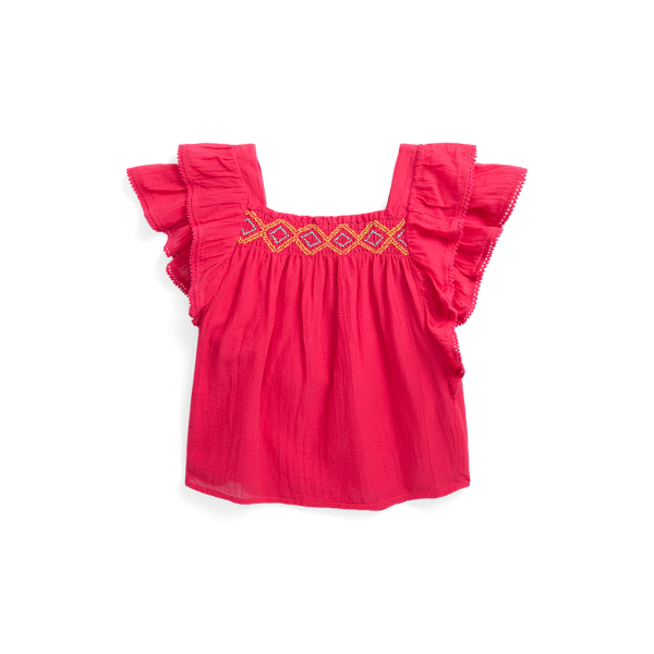 Ruffled Cotton Gauze Top