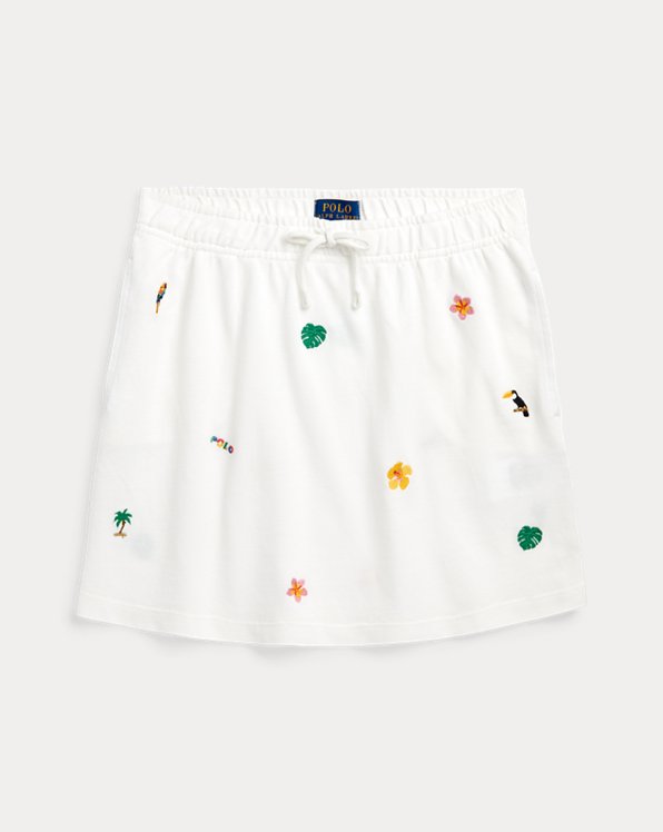 Tropical-Embroidery Mesh Skirt