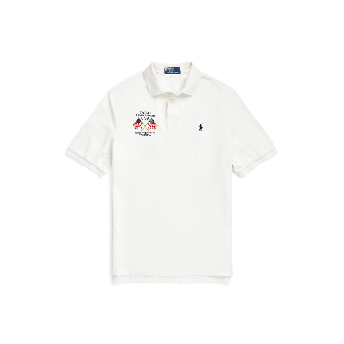 Classic Fit Flag-Embroidered Polo Shirt