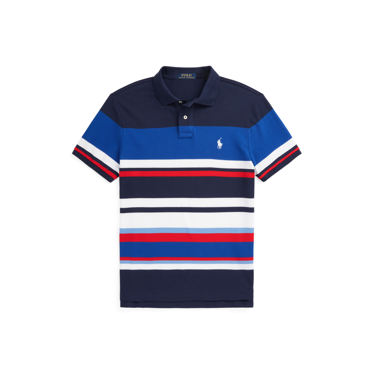 EOW Striped Long-Sleeve Polo Shirt Navy XXL