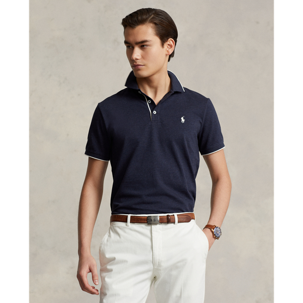 Custom Slim Fit Textured Mesh Polo Shirt