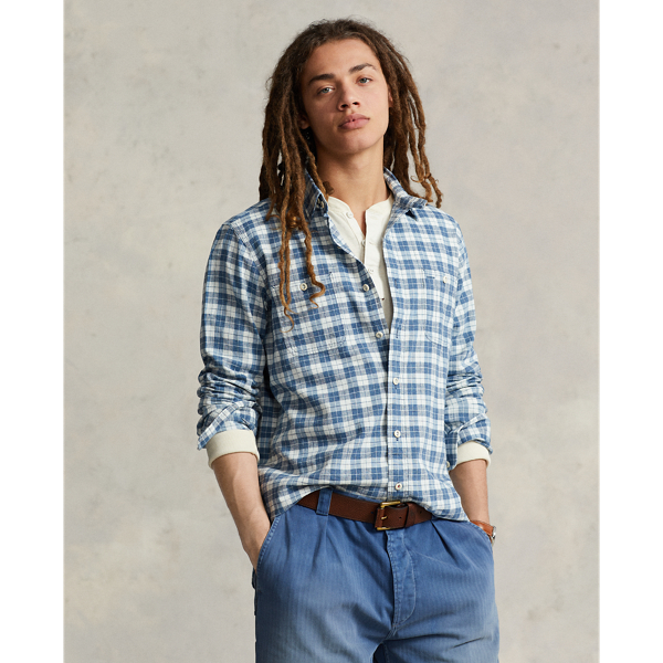 Chemise workwear écossaise lin et coton