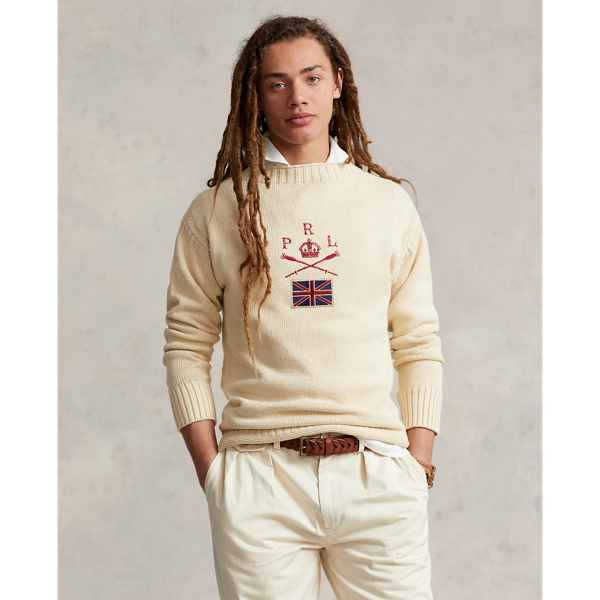 Flag Cotton-Linen Mockneck Sweater | Ralph Lauren