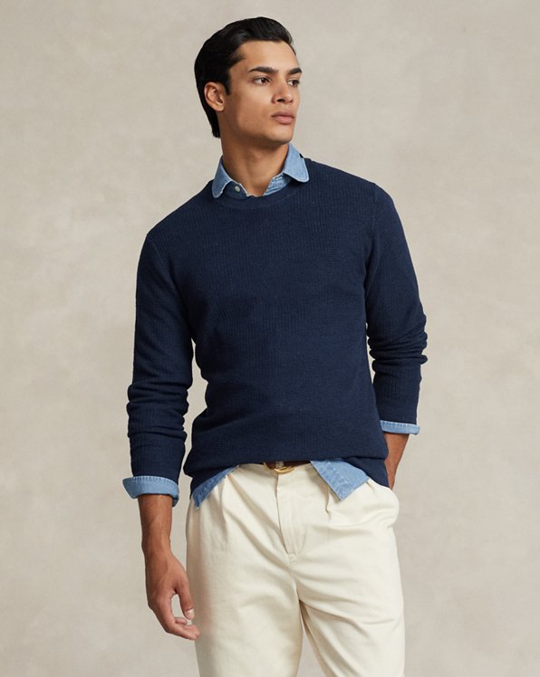Textured Linen Crewneck Sweater