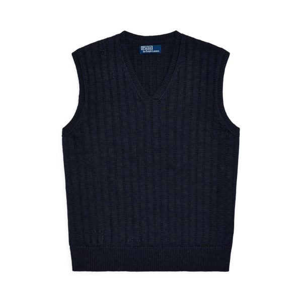 Distressed Cotton Blend Sleeveless Jumper for Men Ralph Lauren EC
