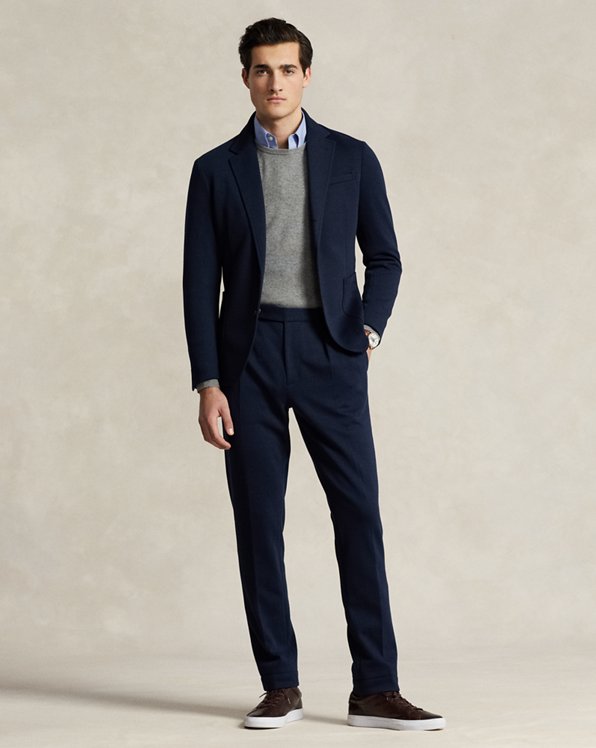 Pleated Double-Knit Suit Trouser