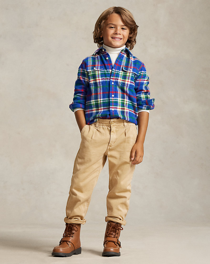 Cropped Cotton Twill Trouser Boys 2-7 1