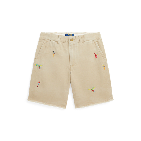 Parrot-Embroidered Cotton Chino Short