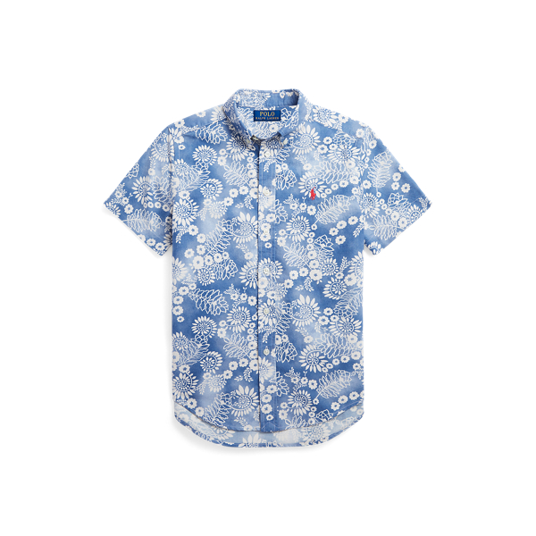 Chemise Oxford fleurie à manches courtes