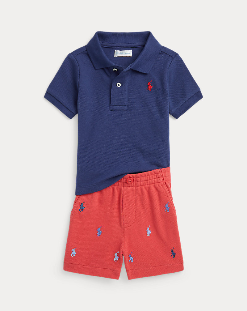 Mesh Polo Shirt and Short Set Baby Boy 1