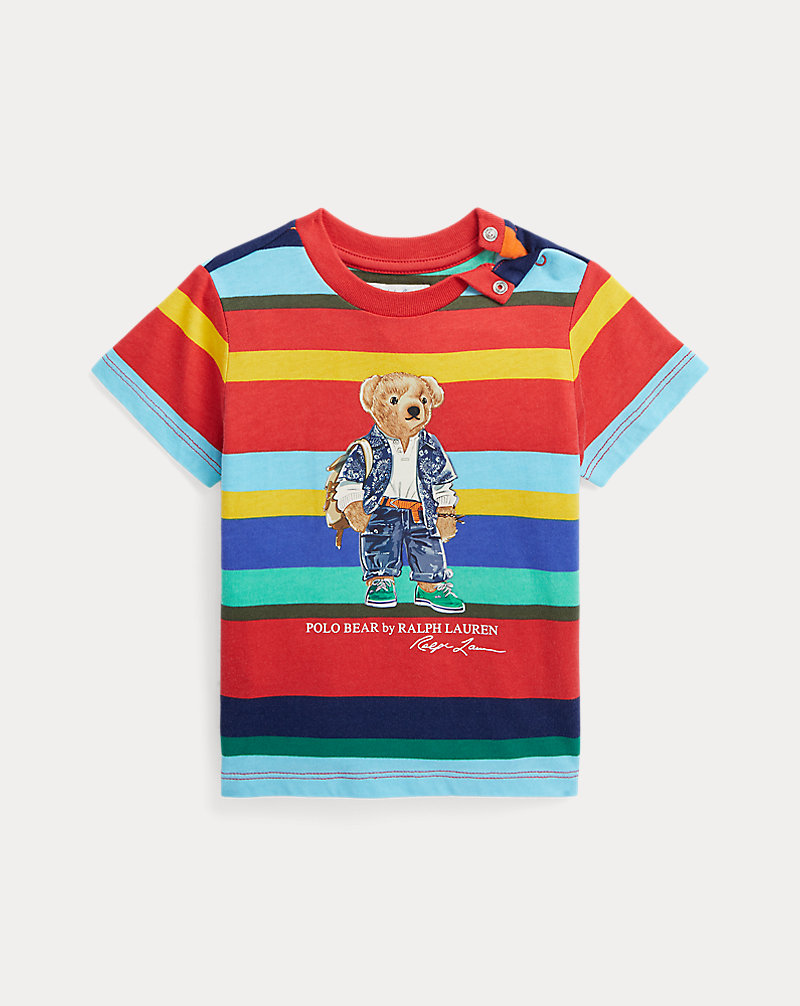 T-shirt em algodão às riscas Polo Bear Bebé (menino) 1
