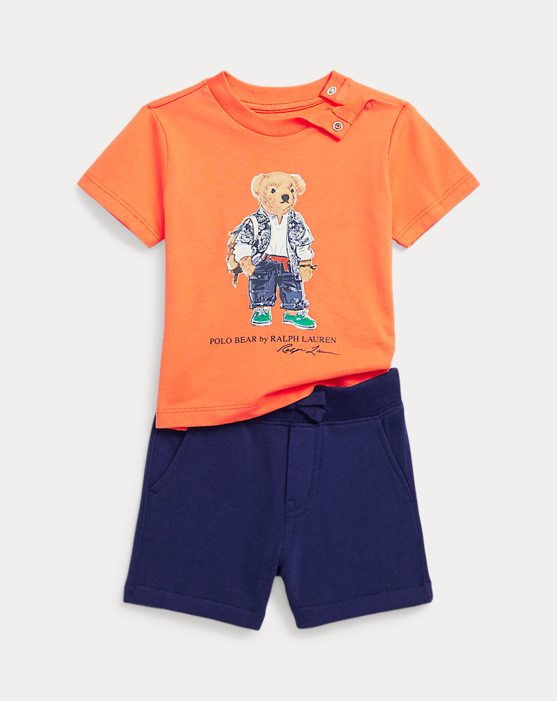 Polo Bear T-Shirt &amp; Fleece Short Set Baby Boy 1