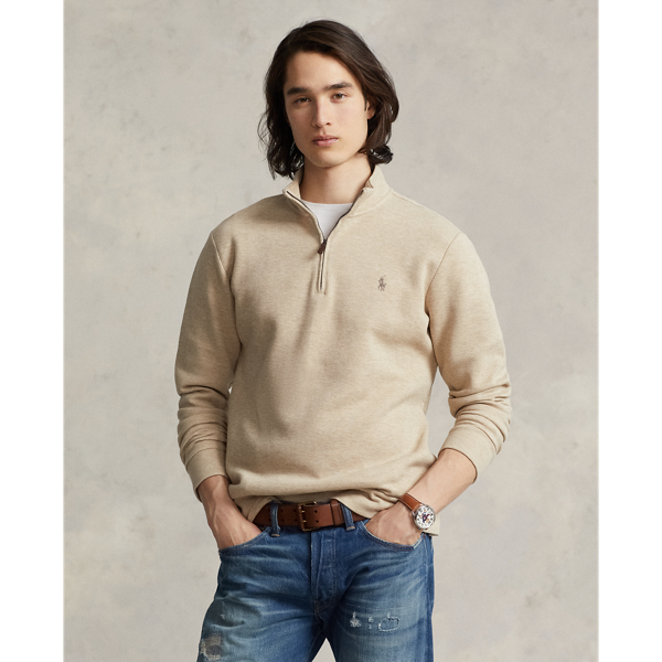 Pull demi-zippé à maille double en piqué