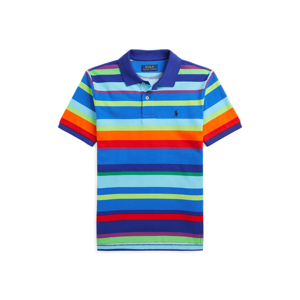 Striped Cotton Mesh Polo Shirt