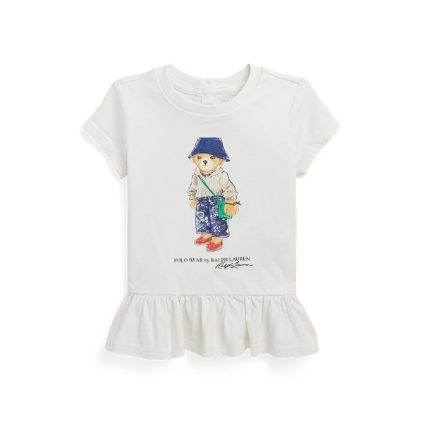 Katoenjersey Polo Bear peplum T-shirt Babymeisje 1